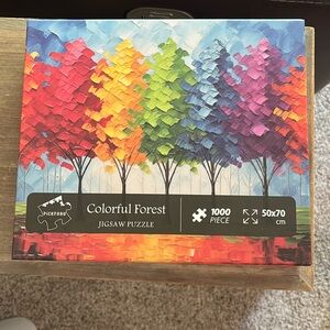 1000 pc puzzle. Colorful Forest by Pickforu. Very colorful, challenging.